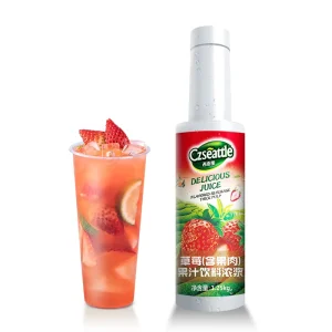 Contains Pulp Strawberry Fruit Juice Drink & Beverage Concentrated Fruit Juice Syrup for Bubble Tea Shop