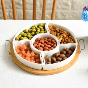 Creative Products Assorted Ceramic Japanese style Dried Fruit Dessert Plate Divided Grid Plate Fruit Sweet Fruit Snack Plate