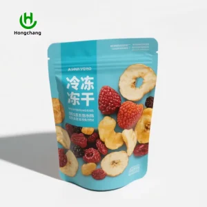 Custom Blue Printed Freeze dried Fruit Chips Moisture Proof Plastic Packaging Bags Stand up Food Pouches Pet Food