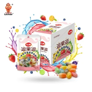 Custom Box Pack Halal Assorted Fruit Flavor Colorful Chewy Jelly Beans Gummy Candy