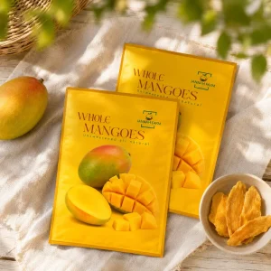 Custom Bright Yellow Mango Printed Flat Pouch Plastic Snack Packaging Bag for Dried Mango Fruit Resealable Food Pack