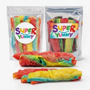 Custom Freeze Dried Dehydrated Gummy Rings Assorted Fruit Flavored Crunchy Candy Bulk Source Factory