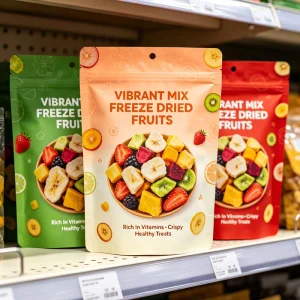 Custom Freeze Dried Fruit Stand Up Pouches Logo Printed Resealable Ziplock Mylar Bags Mixed Nuts Candy Plastic Doypack Packaging