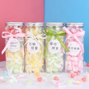 Custom Fruity Exotic Snacks Cylindrical Box Hard Candy 24 Month Shelf Life Customizable Packaging