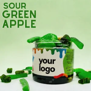 Custom Green Block Apple Flavor Sweet Sour Chewy Gummy Candy Halal Gelatin Free Factory Direct Supply