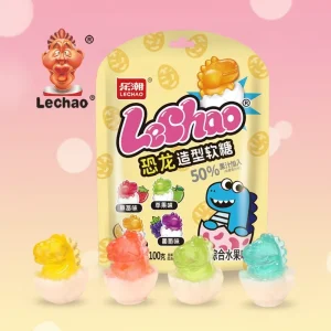 Custom Halal Sweet Toy Candies Custom 3d Break Hull Dinosaur Cartoon Shape Chewies Gummy Candy