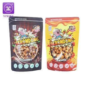 Custom High Quality LeakProof Doypack Bag Stand up Zipper Pouch Food Grade Dried Fruits Puffed Food Popcorn Plastic Bags