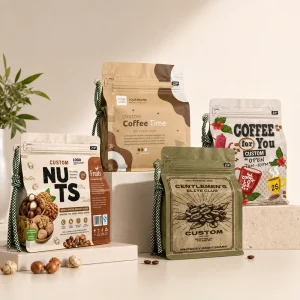 Custom Logo 250g Matte White Flat Bottom Stand Up Bag with Zipper Heat Sealable Plastic Food Packaging Bag for Coffee Bean
