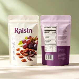 Custom Logo Plastic Stand up Pouch Dried Fruit Package Pouch Dry Food Packaging Raisin Plastic Bag