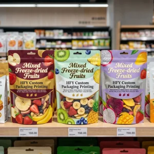 Custom Mixed Freeze Dried Fruit Stand up Pouches Resealable Plastic Bags Custom Pattern Printed Snack Food Grade Sealed Pouches