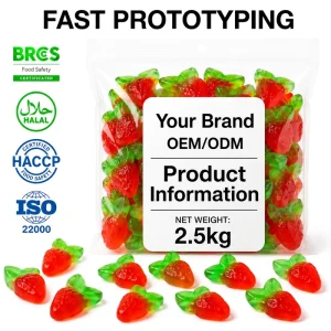 Custom OEM ODM Private Label Strawberry Gummy Candy Halal Bulk Sweet Sour Fruit Assorted Flavor Producer