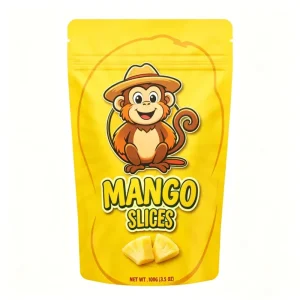 Custom Printed Clear Stand Up Bags for Portion Packing of Snacks and Dried Fruits Like Banana Chips and Dried Pineapple