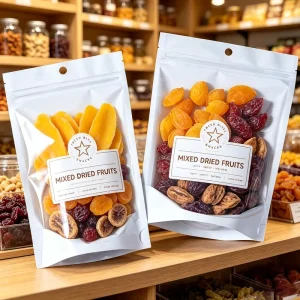 Custom Printed Dried Fruit & Snack Packaging Bags with Custom Colors Sizes Materials Durable Food Packaging