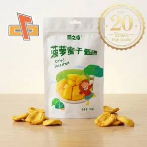 Custom Printed Food Grade Heat Seal Packaging Bag for Dried Jackfruit Fruit Chips Snacks Stand Up Pouch with Resealable Zipper