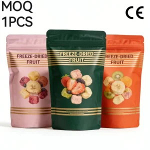 Custom Printed Freeze Dried Fruit Bags Resealable Stand Up Pouches for Dried Fruit Packaging Snack Bags