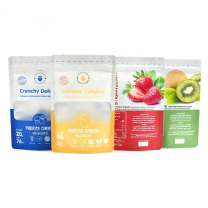 Custom Printed Reusable Zip Lock Freeze Dried Fruits Packaging Foil Metallized Stand Up Mylar Bags Pouch With Window