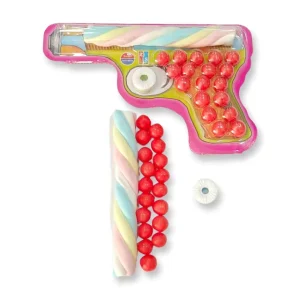 Custom Private Label Toy Gun Shaped Puffed Tablet Marshmallow Assorted Fruit Flavors Fun Bulk Snack Candy