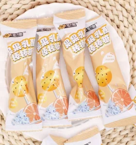 Custom Sample Production Lactic Fruit Juice Chia Seed Spherical Lollipop Candy Hard Candy Pomelo