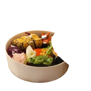 Custom Simple Round Wooden Food Lunch Box with Plastic Lid Leak Proof Environment friendly