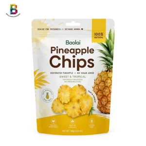 Custom Stand up Zipper Pouch for Dried Pineapple Freeze Dried Fruit Snacks Packaging Aluminum Barrier Bag with Hang Hole