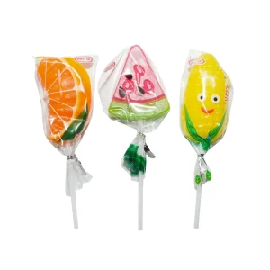 Custom Sweet Multi Fruit Shaped Corn Orange Watermelon Hard Candy Lollipop for Kid
