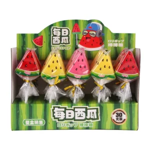 Custom Watermelon Fruit Lollipop Factory Price Hard Candy Snack Colorful Fruity Flavored Packaged in Bag Chinese Snacks
