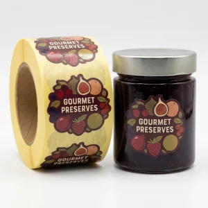 Custom Waterproof Jam Jar Labels Roll Bespoke Fruit Preserves Stickers Gourmet Food Packaging Labels for Glass Jars
