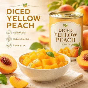 Custom Weight Canned Peach Dices Cubes 820g Light Syrup OEM Export Canned Yellow Peach Canned Fruit