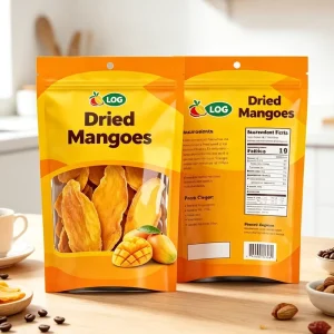 Custom Zip Lock Bag for Food Zipper Stand up Pouches Mango Dried Fruit Packaging Bag Custom Ziplock Plastic Bag