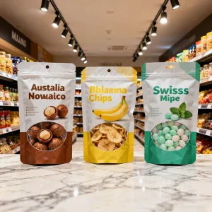 Custom logo Packaging Mylar Bag Printing Resealable Zipper Plastic Film Dry Food Snack Candy Packaging Bags