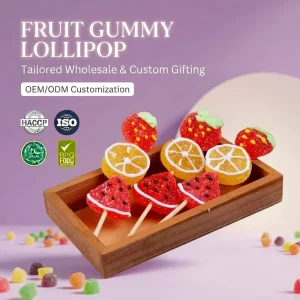 Customizable 45g Cartoon Fruit Gummies Fruit Juice flavored Candy Sticks for Kids