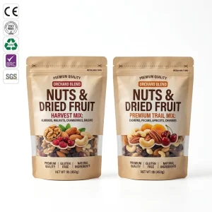 Customizable Zipper Top Stand up Pouch Bag Food Grade Moisture Proof Resealable Plastic Doypack Snack Packaging Bags