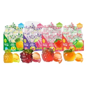 Customize PET Box Multi Colored Cartoon Shape Soft Candy Good Taste Jellies Apple Peeling Gummies Fruity Flavor