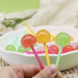 Customized OEM ODM Lactic Fruit Juice Chia Seed Spherical Hard Candy Mixed Fruit Flavor Lollipop Candy