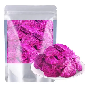 Customized Packaging 50g Sugar Free Freeze Dried Dragon Fruit Chunks Crispy Freeze Dried Fruits Without Sugar