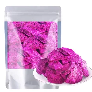 Customized Packaging 50g Sugar Free Freeze Dried Dragon Fruit Chunks Crispy Freeze dried Fruits Without Sugar