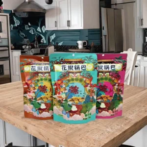Customized Printed Food grade Safe Snack Packaging Bags Pepper and Puffed Rice Stand up Bags with Reusable Zippers