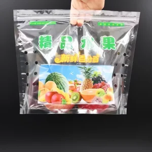 Customized Transparent Self standing Zippered Packaging Bags for Fruits and Vegetables