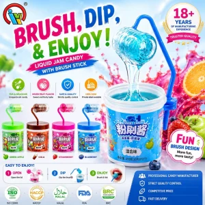Dip Liquid Jam Candy With Brush Stick Mixed Fruit Flavor Fun Interactive Candy OEM Private Label Service