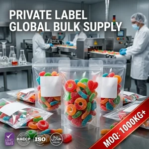Direct Factory Gummy Manufacturer BRC Halal Certified Bulk Custom Sour Coated Jelly Gummy Candy OEM ODM Private Label