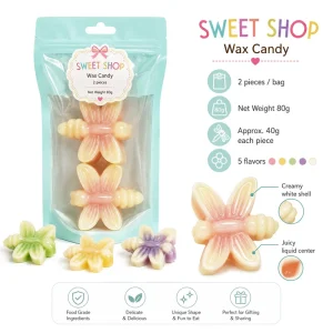 Dragonfly Wax Candy 80g 2 Pieces Pack Liquid Center Filled 3D Bug Shape Chewy Sweets
