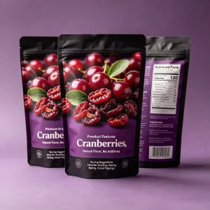 Dried Sweet Cranberries Snack Resealable Stand Up Zipper Pouch Pack Cranberry Fruit Sugar for Breakfast Salad Baking