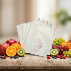 Eco Friendly Breathable Nonwoven Fabric Wax Coated Customizable Protective Bags Handle for Pomegranates Food Snacks Packaging