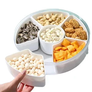 Eco Friendly Household Disposable Transparent Sealed Minimalist Fruit Tray Plastic Divided Snack Storage Food Container