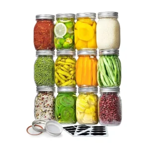 Empty Wide Mouth Kitchen 16oz Round Square Glass Mason Jar With Split Lid