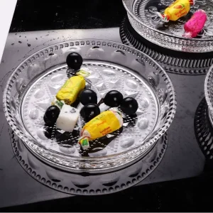 European Style Embossed Plant Pattern Fruit Sushi Sunflower Tray Thickened Deep Glass Durable Camping Dinner Plate Nordic Style