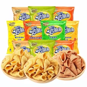 Extruded Corn Cone Snacks 40g Multi Flavor Hard Salty Crispy Snack Bags