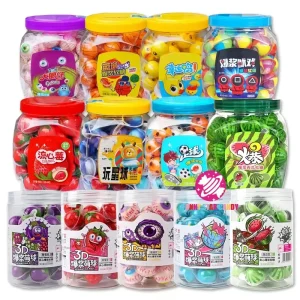 Eye Ball Shape Soft Candies Bulk Halal Sweet Strawberry Fruity Flavor Jam Filled Eyeball Chewing Gummy Candy