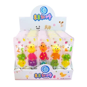 Factory 18g Soft Candy Lollipop Assorted Sweet Fruit Flavor Skewers of Gummy Candies
