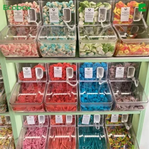 Factory Clear Bulk Food Storage Bin Supermarket Candy Preserved Fruit Display Container Commercial Bulk Food Container for Store